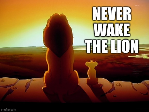 Lion King Meme | NEVER WAKE THE LION | image tagged in memes,lion king | made w/ Imgflip meme maker