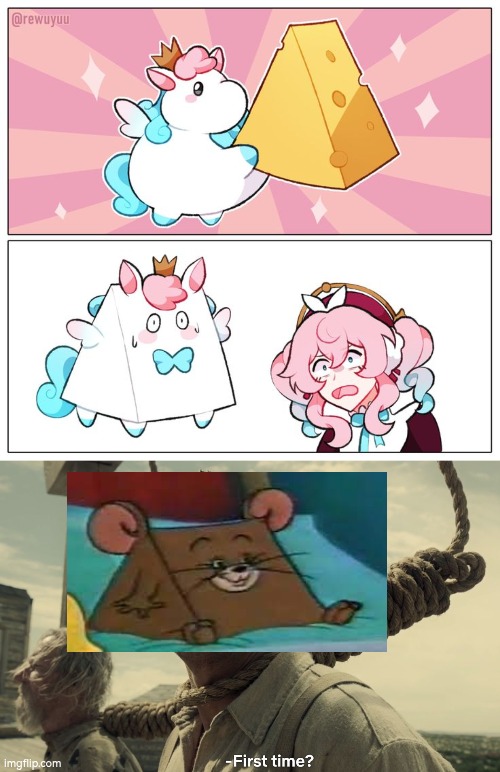 You'll get used to it, little Ica. | image tagged in first time,jerry,honkai star rail | made w/ Imgflip meme maker