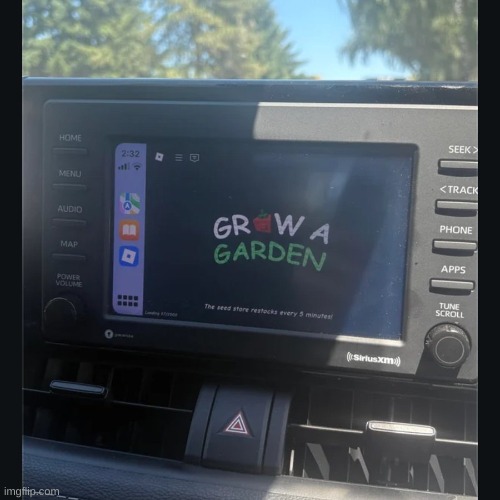 someone found a way to play grow a garden in their car. Imagine crashing your car over grow a garden. | image tagged in roblox,grow a garden | made w/ Imgflip meme maker