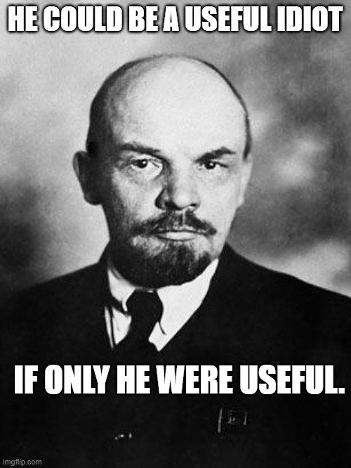 HE COULD BE A USEFUL IDIOT IF ONLY HE WERE USEFUL. | image tagged in lenin | made w/ Imgflip meme maker