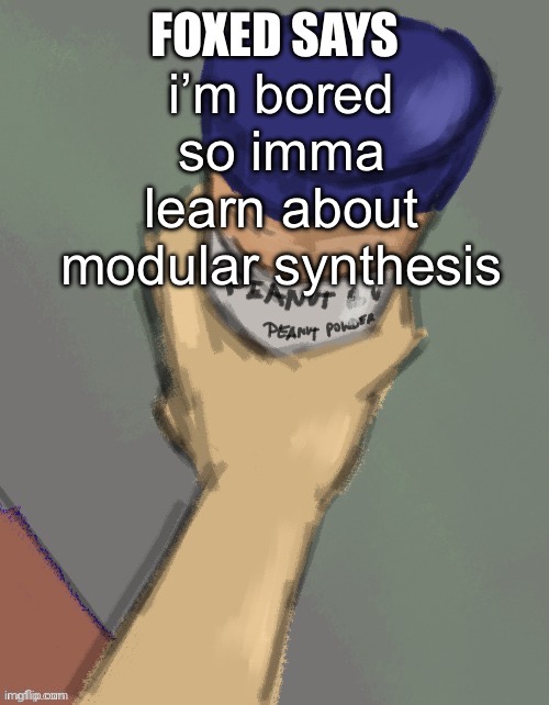 foxed temp (thanks disco) | i’m bored so imma learn about modular synthesis | image tagged in foxed temp thanks disco | made w/ Imgflip meme maker