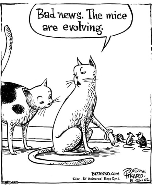 You’ve gotta roll with the changes… | image tagged in cats,comics,bizarro comics,mice,handcuffs | made w/ Imgflip meme maker