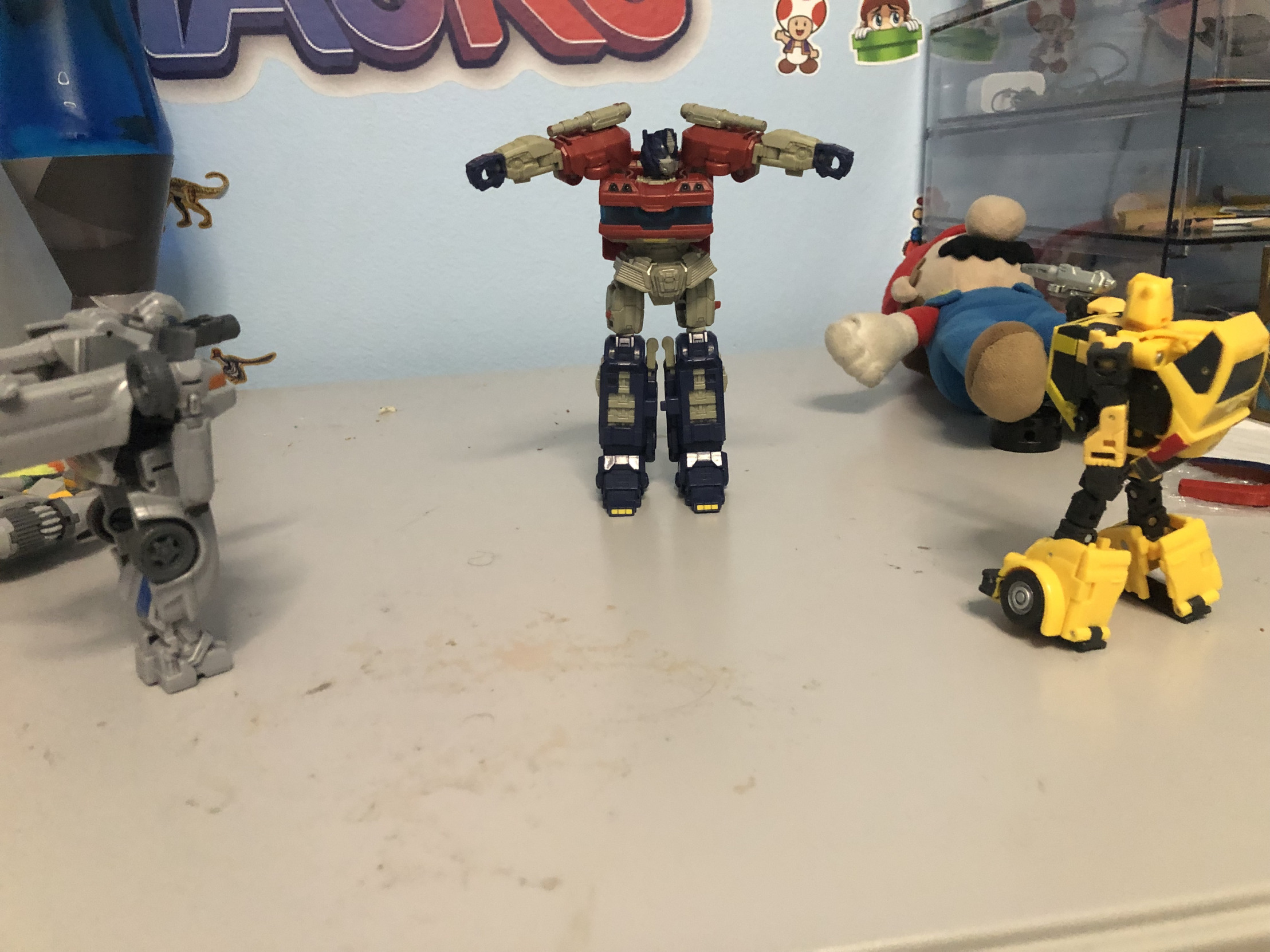 High Quality Mirage vs Optimus Prime vs Bumblebee Blank Meme Template