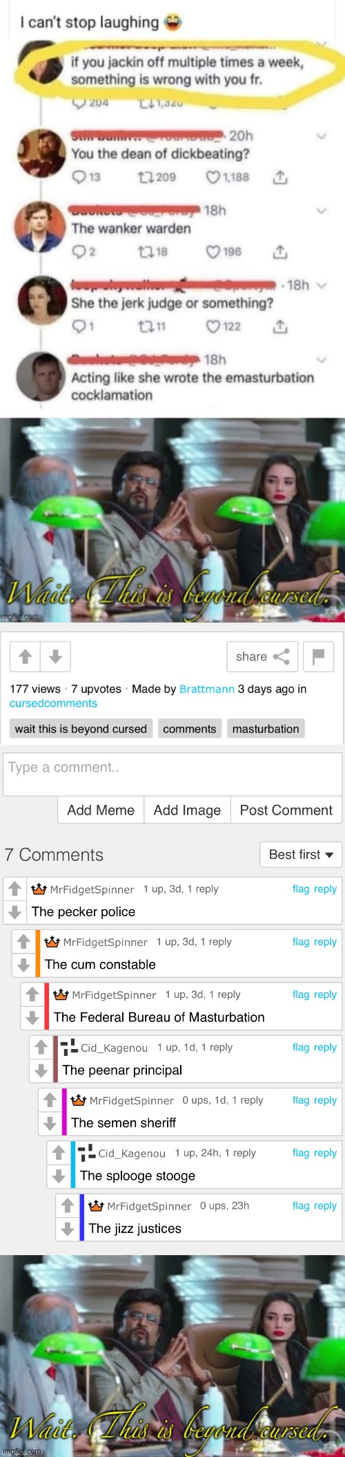 The chain continues | image tagged in wait this is beyond cursed,cursed,comments,masturbation | made w/ Imgflip meme maker