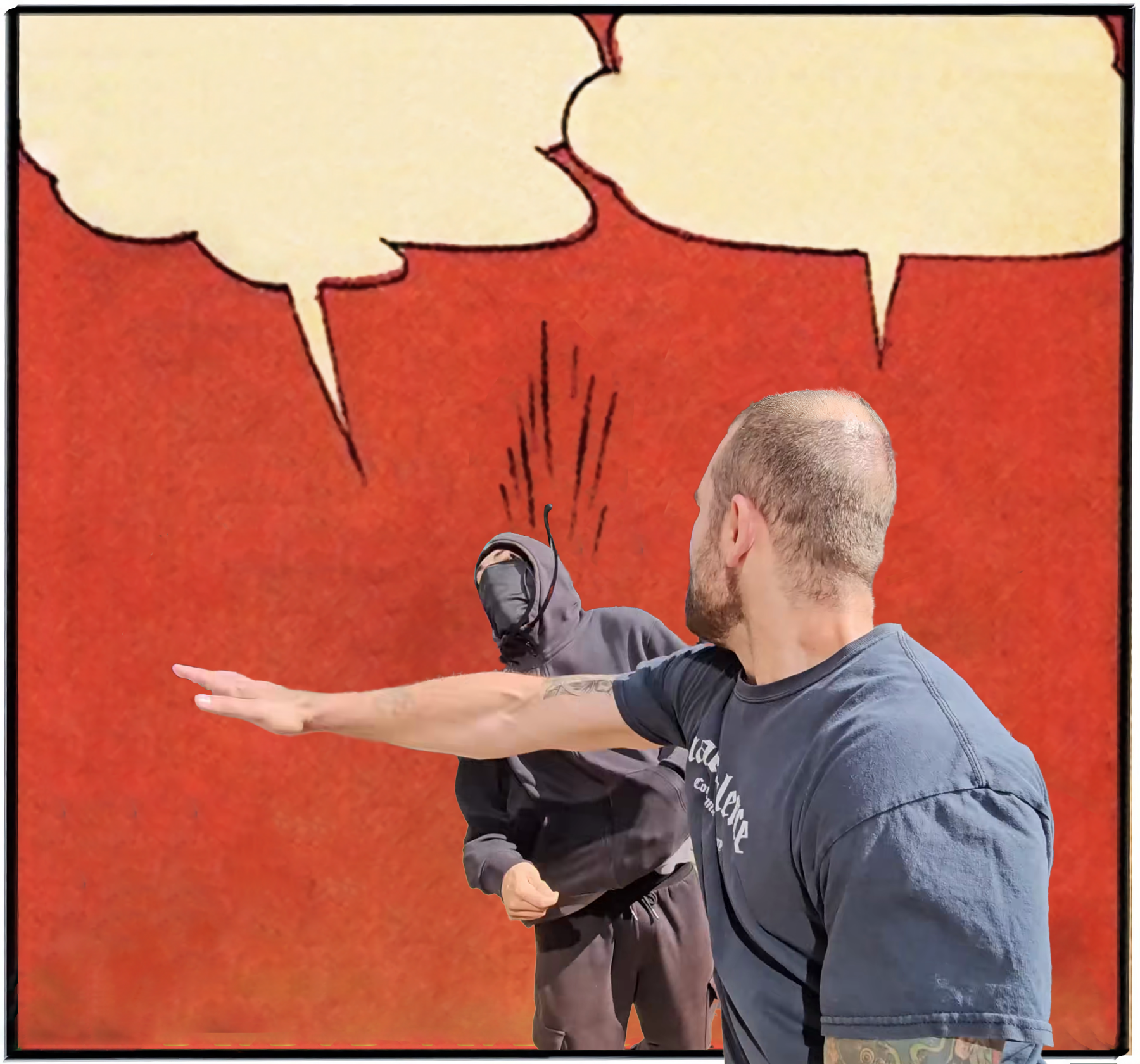 Balaclava Boy gets slapped by Fred Blank Meme Template