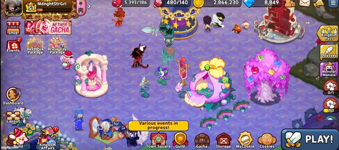 I edited 2 of my CRK ocs into my kingdom | image tagged in cookie run kingdom,ocs,gacha | made w/ Imgflip meme maker