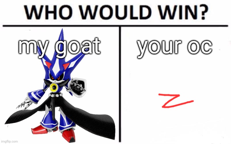 I'm not gonna bullshit you I'm biased | my goat; your oc | image tagged in memes,who would win | made w/ Imgflip meme maker
