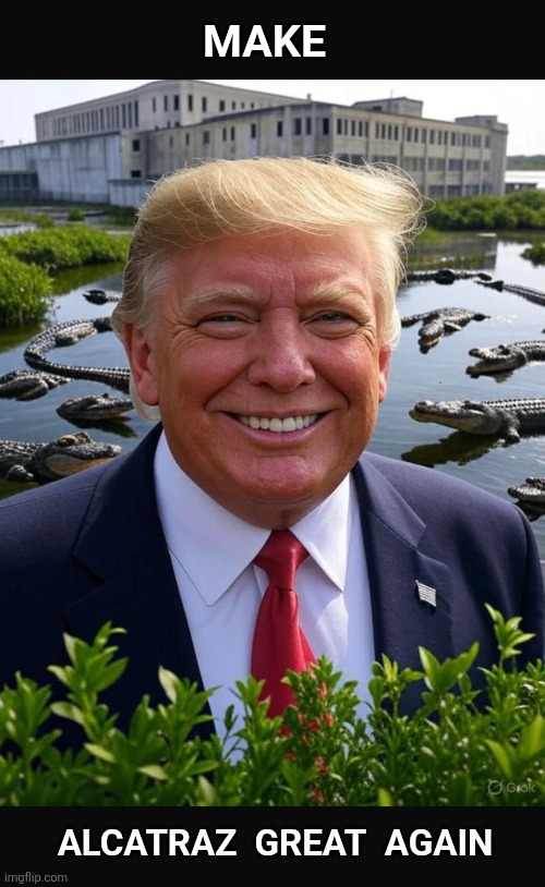 New Florida Alcatraz | MAKE; ALCATRAZ  GREAT  AGAIN | image tagged in maga,trump,donald trump,florida,prison | made w/ Imgflip meme maker