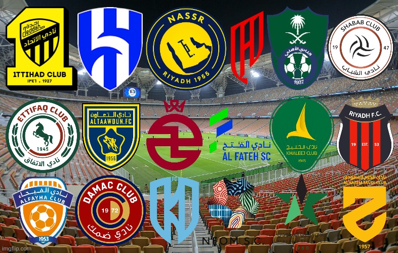 ALL 18 Saudi Pro League 2025/2026 clubs | image tagged in saudi arabia,saudi pro league,al hilal,al nassr,soccer,asia | made w/ Imgflip meme maker