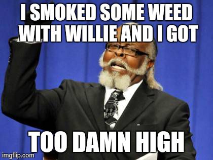 Too Damn High Meme | I SMOKED SOME WEED WITH WILLIE AND I GOT TOO DAMN HIGH | image tagged in memes,too damn high | made w/ Imgflip meme maker
