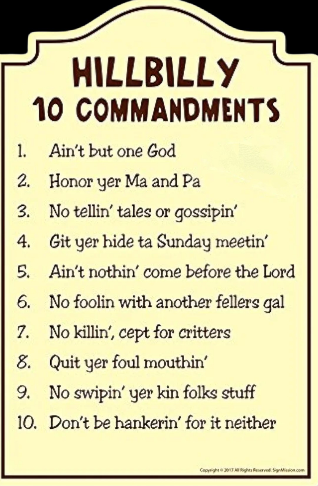 Hillbilly commandments Blank Meme Template