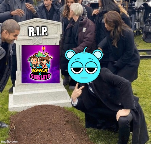 I destroyed BENJIxScarlett | R.I.P. | image tagged in grant gustin over grave | made w/ Imgflip meme maker