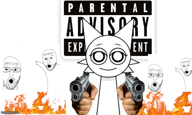 Hehehehehehahahaha | image tagged in sprunki,inappropriate,guns,soyjak pointing,soyjak,fire | made w/ Imgflip meme maker