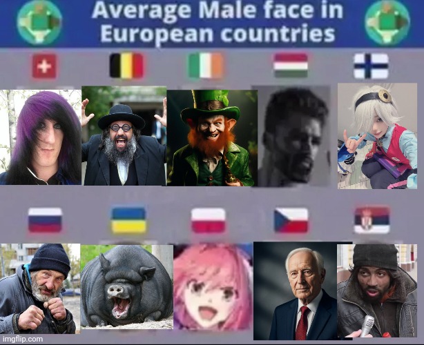 Average man face in europe | image tagged in average man,femboy,jews,memes,pig,europe | made w/ Imgflip meme maker