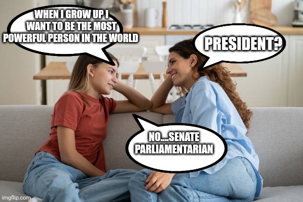 WHEN I GROW UP I WANT TO BE THE MOST POWERFUL PERSON IN THE WORLD; PRESIDENT? NO....SENATE PARLIAMENTARIAN | made w/ Imgflip meme maker