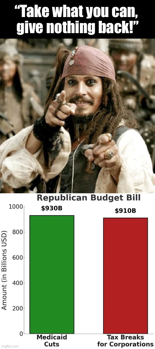 Captain Jack Sparrow about politics | “Take what you can, 
give nothing back!” | image tagged in point jack | made w/ Imgflip meme maker