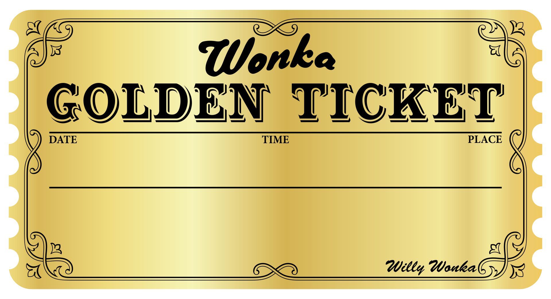 High Quality Wonka Golden TIcket Blank Meme Template