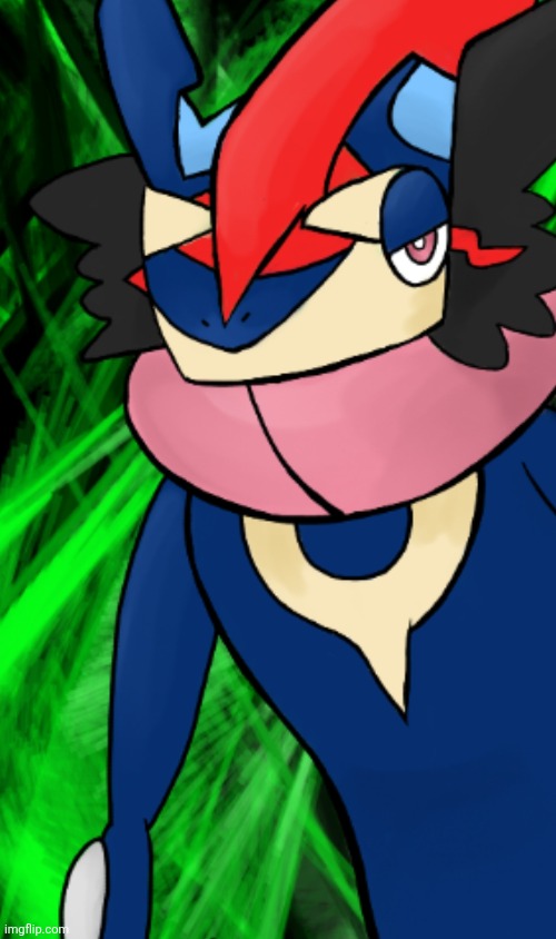 Greninja Pokémon Drawing! Drawn on her phone on Kleki NO STYLUS!!! | image tagged in drawing,art,pokemon,greninja,no stylus,anime | made w/ Imgflip meme maker
