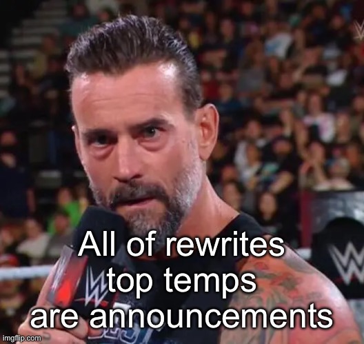 CM Punk | All of rewrites top temps are announcements | image tagged in cm punk | made w/ Imgflip meme maker
