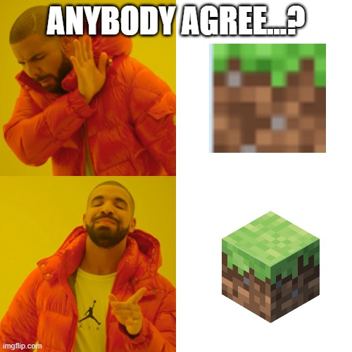 Drake Hotline Bling | ANYBODY AGREE...? | image tagged in memes,minecraft,drake hotline bling | made w/ Imgflip meme maker
