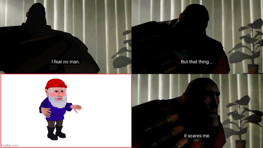 I fear no man | image tagged in memes,gnome,funky | made w/ Imgflip meme maker