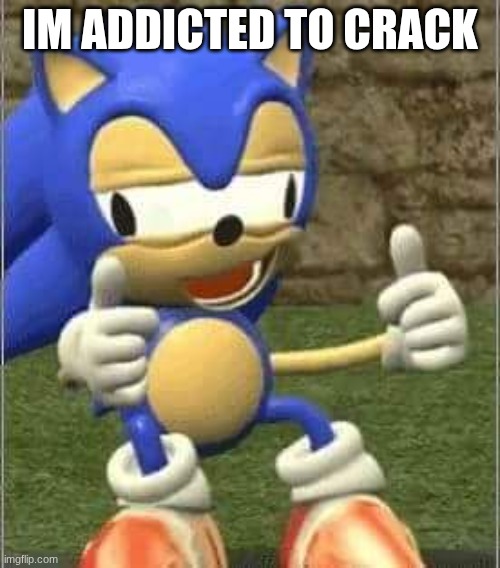 Drunk Sonic | IM ADDICTED TO CRACK | image tagged in drunk sonic | made w/ Imgflip meme maker