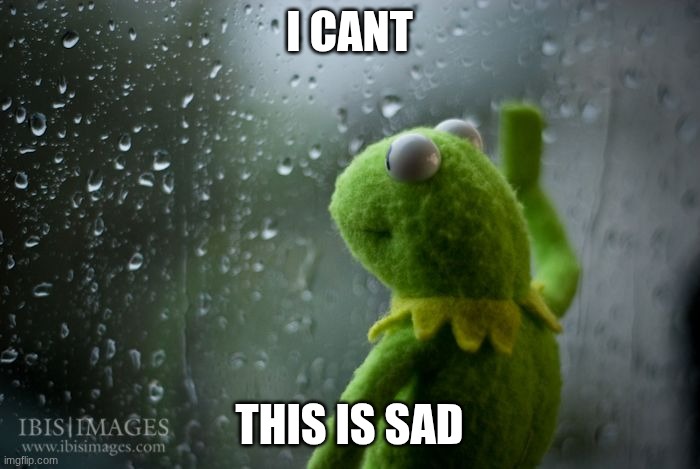 kermit window | I CANT THIS IS SAD | image tagged in kermit window | made w/ Imgflip meme maker