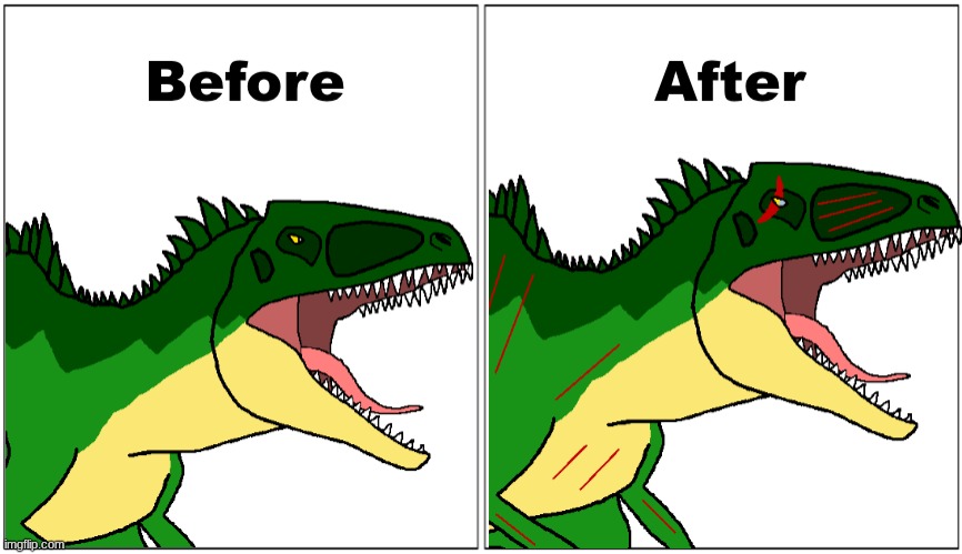 Before and After: Croc the Giganotosaurus | made w/ Imgflip meme maker