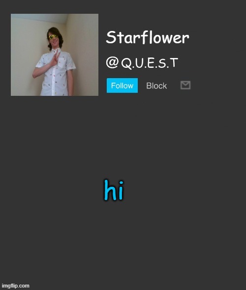 Starflower quest template | hi | image tagged in starflower quest template | made w/ Imgflip meme maker