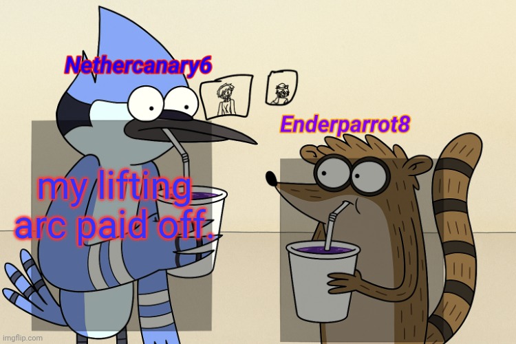 i have reached a state of higher power. | my lifting arc paid off. | image tagged in ender and nether regular lean temp | made w/ Imgflip meme maker