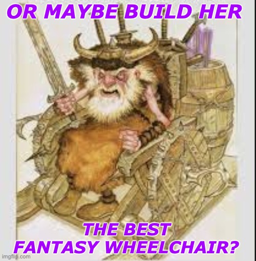 OR MAYBE BUILD HER THE BEST FANTASY WHEELCHAIR? | made w/ Imgflip meme maker