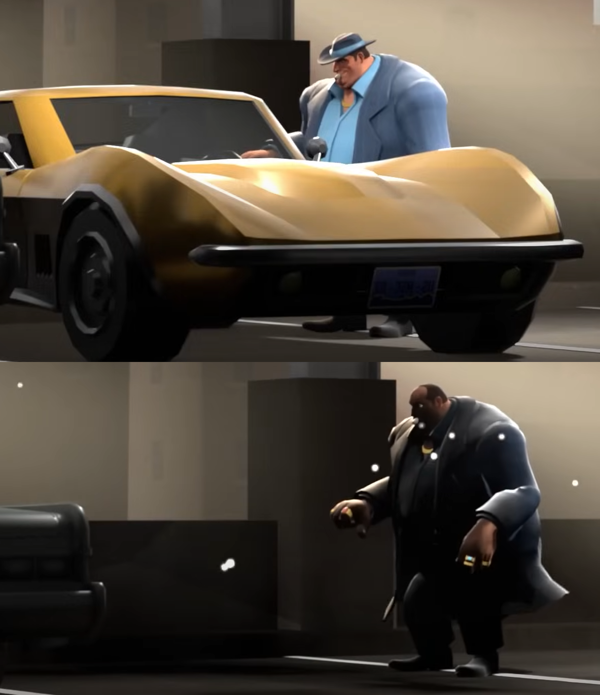 High Quality TF2 Mobster Car Explodes Blank Meme Template