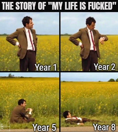 Have accepted the permanent headache and the death of my life. I quit the pain clinic | image tagged in mr bean waiting,depression,hopeless | made w/ Imgflip meme maker