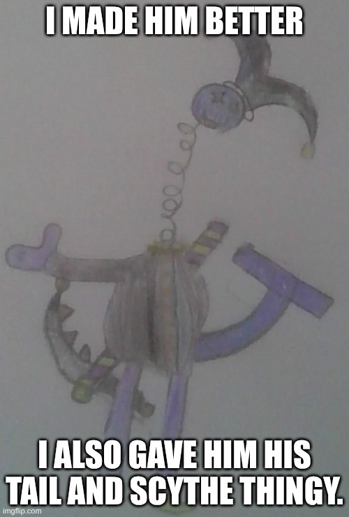 Slightly better Jevil | I MADE HIM BETTER; I ALSO GAVE HIM HIS TAIL AND SCYTHE THINGY. | image tagged in slightly better jevil,deltarune tommorow,how are your balls | made w/ Imgflip meme maker
