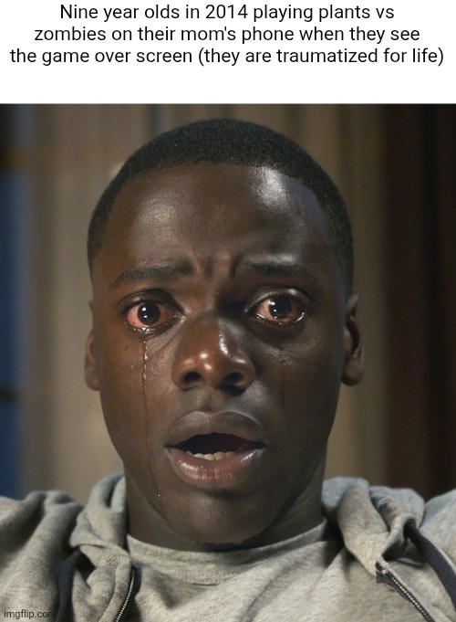 Chris crying | Nine year olds in 2014 playing plants vs zombies on their mom's phone when they see the game over screen (they are traumatized for life) | image tagged in chris crying | made w/ Imgflip meme maker