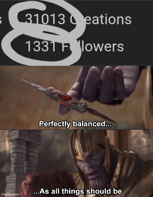 image tagged in thanos perfectly balanced as all things should be | made w/ Imgflip meme maker