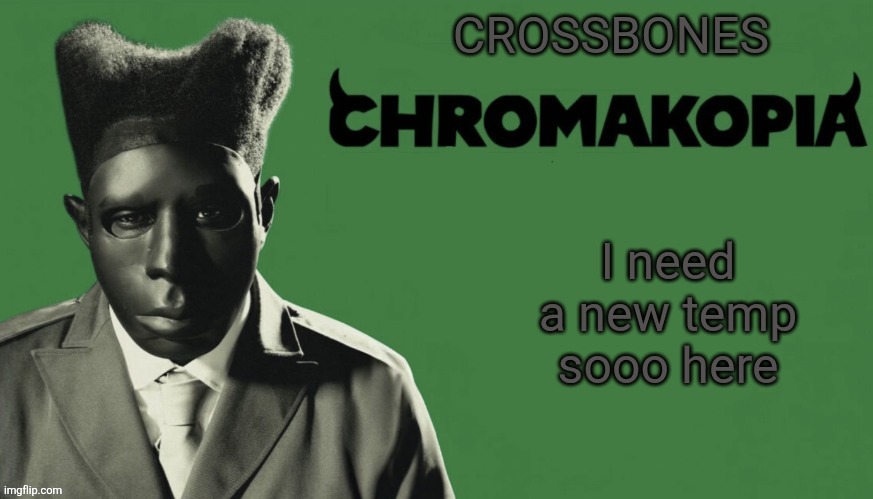 Yuh | I need a new temp sooo here | image tagged in crossbones chromakopia temp | made w/ Imgflip meme maker