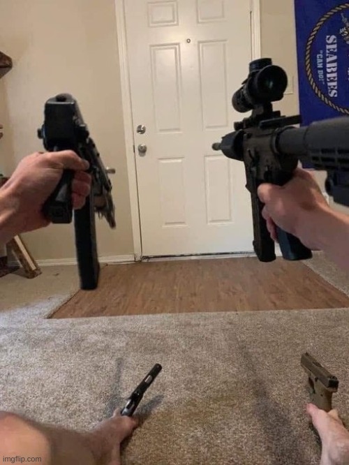 Rate my home defense | image tagged in guns,america | made w/ Imgflip meme maker