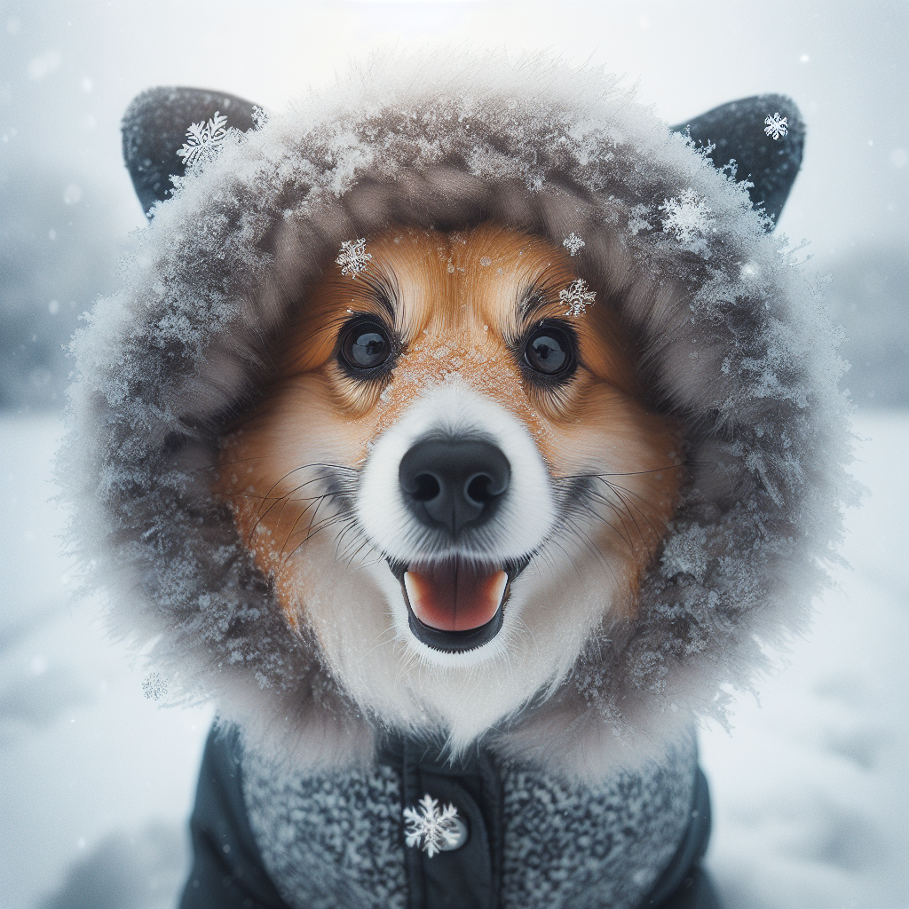 Cute dog with coat in winter and cold Blank Meme Template