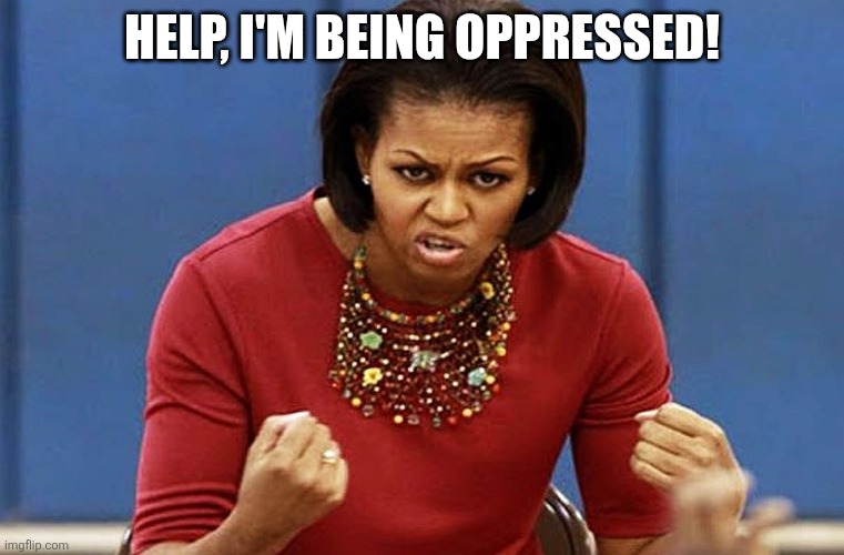 HELP, I'M BEING OPPRESSED! | image tagged in michelle obama | made w/ Imgflip meme maker