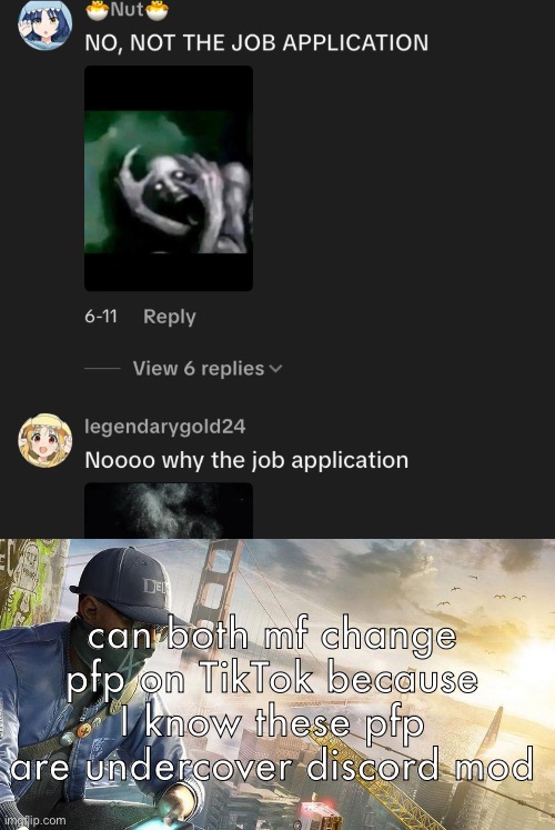 can both mf change pfp on TikTok because I know these pfp are undercover discord mod | image tagged in watch dogs 2 | made w/ Imgflip meme maker