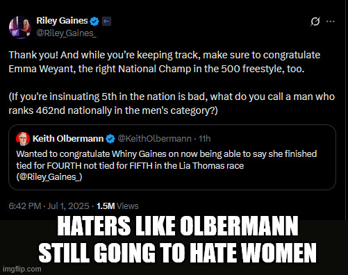 HATERS LIKE OLBERMANN STILL GOING TO HATE WOMEN | made w/ Imgflip meme maker