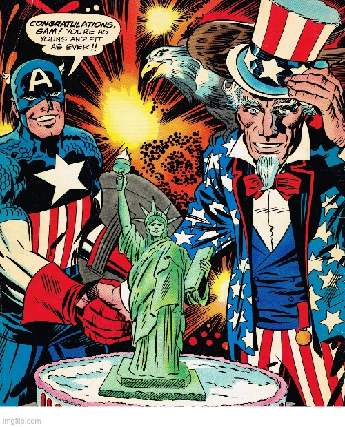 Captain America and Uncle Sam… | image tagged in comics,captain america,uncle sam,marvel comics,independence day | made w/ Imgflip meme maker