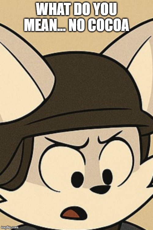 No cocoa? | WHAT DO YOU MEAN... NO COCOA | image tagged in no cocoa | made w/ Imgflip meme maker