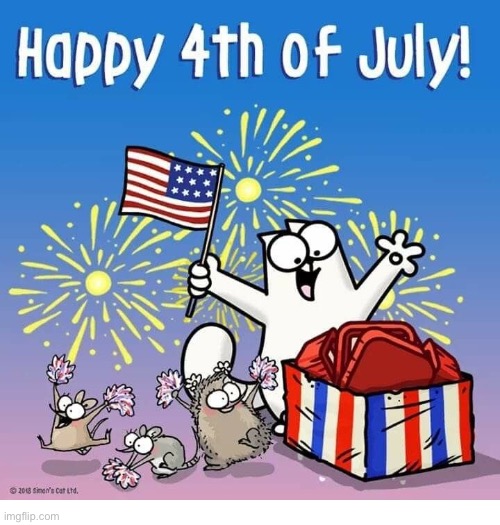 Simon’s Cat and friends! | image tagged in cats,independence day,4th of july,simons cat | made w/ Imgflip meme maker