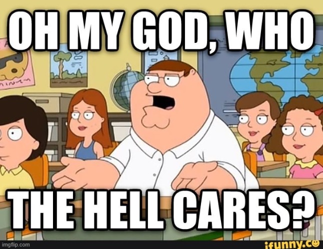 image tagged in oh my god who the hell cares | made w/ Imgflip meme maker