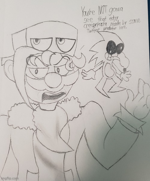Another birthday gift for Rotisserie | image tagged in horrorbrew,analog horror,ocs,sonic exe,drawing | made w/ Imgflip meme maker