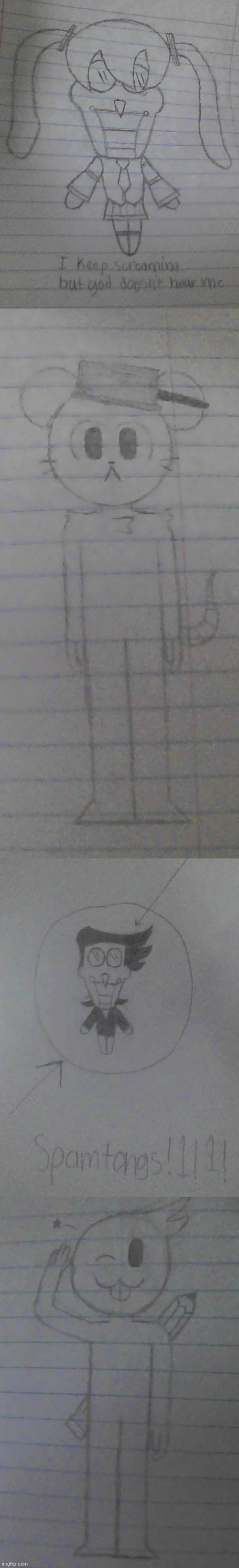 art dump(sorry for the shitty ass quality, the camera on my Chromebook f**king sucks) | made w/ Imgflip meme maker