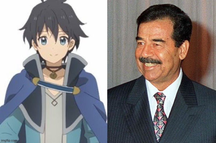 yuuki (princess connect re:dive) and saddam hussein | image tagged in hussein,princess connect,anime,iraq | made w/ Imgflip meme maker