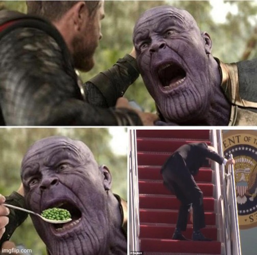 Thor feeding Thanos | image tagged in thor feeding thanos | made w/ Imgflip meme maker